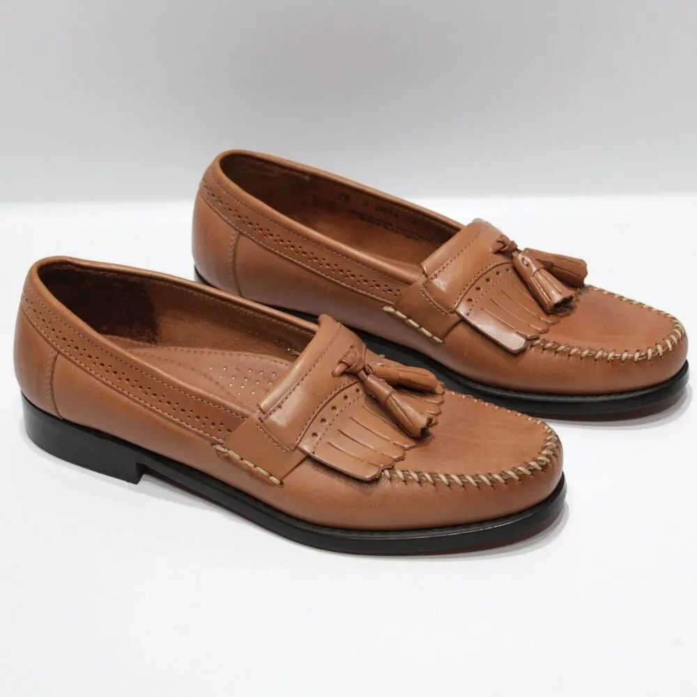 New Without Box Bass Jeremy Moc Toe Brown Leather Tasseled Loafer Men Size 9.5D